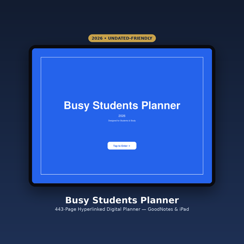 Busy Students Planner 2026 — Hyperlinked Digital Planner for GoodNotes & iPad