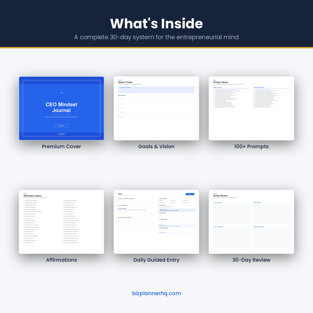 Inside the CEO Mindset Journal — daily reflection, goals and mindset prompts